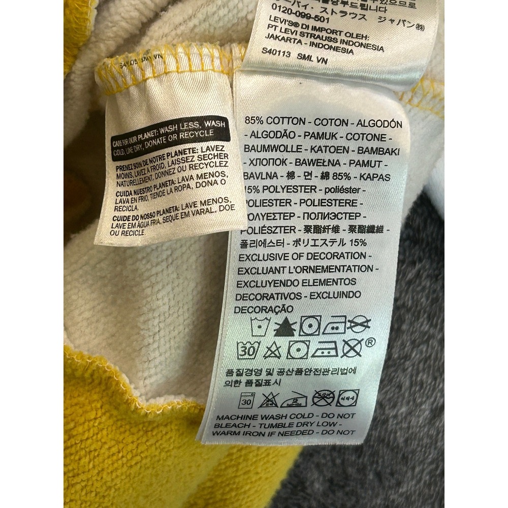 Levis Womens Cropped Hoodie Yellow Blue White Striped Sleeve Pullover Size M - Picture 8 of 10